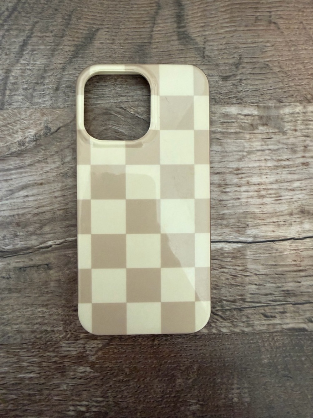 Neutral Beige Checkered Phone Case